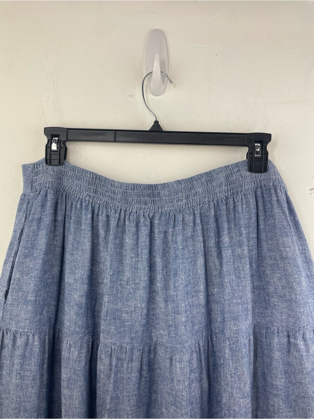 Matty M Blue Chambray Tiered A-Line Midi Skirt size XXL - Picture 9 of 13